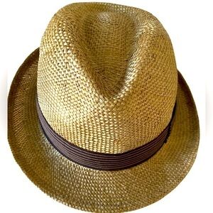 Tommy Bahama Straw Panama Hat - L /XL tan brown band , NWOT